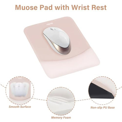 MOSISO Wrist Rest Support Mouse Pad & Keyboard Set, Apricot | Rectangular Ergonomic Mousepad, Non-Slip Base, Home/Office Pain Relief & Easy Typing, Neoprene Cloth & Raised Silicone Lining - color: Apricot