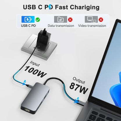Docking Station Dual Monitor for Dell/HP/Mac, 7 in 1 Laptop Docking Station 3 Monitors with 2 HDMI 4K@60Hz/Displayport/3 USB/100W PD, Dual Monitor Adapter, Dual HDMI Adapter for 2 Monitors, USB C Hub - style: 7 IN 1 4K@60hz