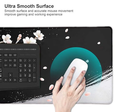 Large Mouse Pad, Desk Mat Computer Keyboard Pad Non-Slip Rubber Base Waterproof with Stitched Edges for Laptop Gaming, Office & Home 31.5 x 11.8 Inch (XL-16) - color: Xl-16
