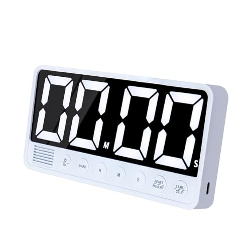 Digital Kitchen Timer - 7.1” Extra Large Display LED Magnetic Rechargeable Countdown/Up Timer, with 6 Alarms 4 Levels Volume Memory Function for Cooking, Classroom, Office, Home Gym (White) - color: White