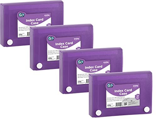 Enday Index Card Holder 3x5, Purple Index Card Case with 5 Tab Dividers, Index Card Organizer, Flash Card Holder, Holds 100 Cards, 4 Pack - color: PURPLE, size: 4