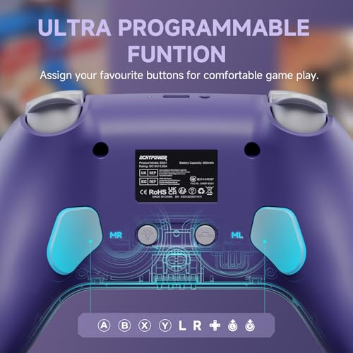 ECHTPower Switch Controller, Hall Joystick Controller for Switch 2 Retro Design, 2025 Wireless Switch Pro Controller with RGB/Turbo/Marko/Vibration, Wireless Gamepad for Switch 2/OLED/PC/Adroid/iOS