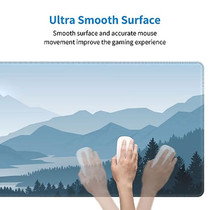 Mountain Gaming Mouse Pad Large Long Extended Pads Big Mousepad Extended Large Non-Slip Rubber Base Waterproof Big Keyboard Mat with Stitched Edges for Office Home and Game,31.5x11.8 Inch - color: Mountain