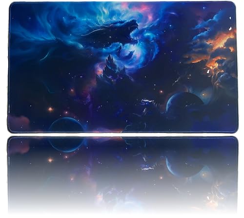 Foxtrot Designs TCG Playmat, Cosmic Dragon in Space. 24in x 14in, Premium Stitched Edges, Non-Slip Base for MTG and Other Trading Card Games. MTG Playmat. (Cosmic Hunger) - color: Cosmic Hunger