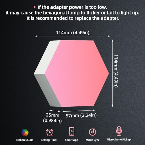 8 Pack Hexagon Light Panels - Smart RGB Hexagon LED Lights Wall Lights with APP & Remote Control Cool Music Sync Gaming Lights for Lving Room, Bedrooms, DIY Lovers, Gifts, Gaming Room, Kids
