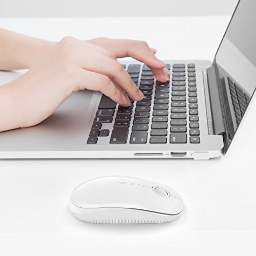 VssoPlor Wireless Mouse, 2.4G Slim Computer Laptop Mouse, Pure White | Portable Mouse, Plug & Play USB Nano Receiver, Quiet Silent Optical Mice for Notebook, PC, Laptop, Computer, Windows, Mac - color: White
