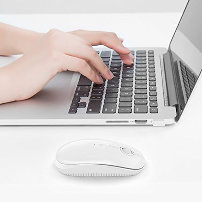 VssoPlor Wireless Mouse, 2.4G Slim Computer Laptop Mouse, Pure White | Portable Mouse, Plug & Play USB Nano Receiver, Quiet Silent Optical Mice for Notebook, PC, Laptop, Computer, Windows, Mac - color: White