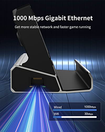 10-in-1 Docking Station for Steam Deck OLED & ROG Ally X & Legion Go & Switch 2, Dual Cooling Fan 5 USB Ports, 4K@60Hz HDMI 2.0, 100W Charging Port Support ROG Ally 30W Mode, Gigabit Ethernet, SD/TF
