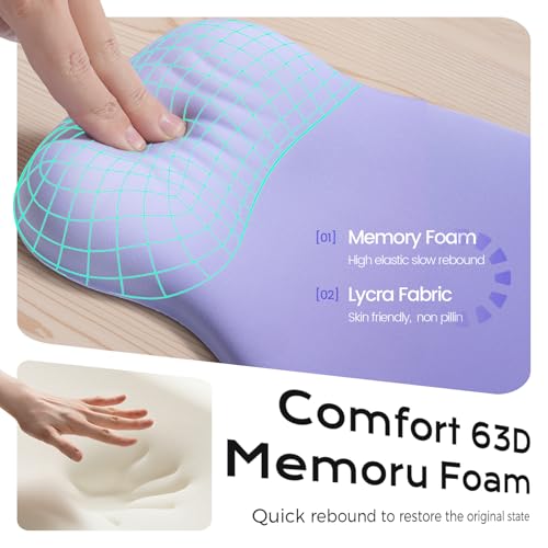 Ergonomic Mouse Pad with Wrist Rest - Purple Mousepad Wrist Support, Memory Foam with Massage Design Wrist Rest for Mouse - color: purple mouse wrist rest