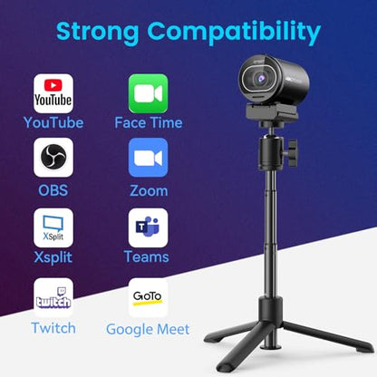 EMEET S600 4K Webcam for Streaming - Sony 1/2.55'' Sensor, PDAF Autofocus, 1080P@60FPS, 2 Noise Reduction Mics, Built-in Privacy Cover, 73° FOV, Streaming Camera for Live Commerce/Gaming/Beauty | 1080P@60FPS, 2 Noise Reduction Mics, Built-in Privacy Cover