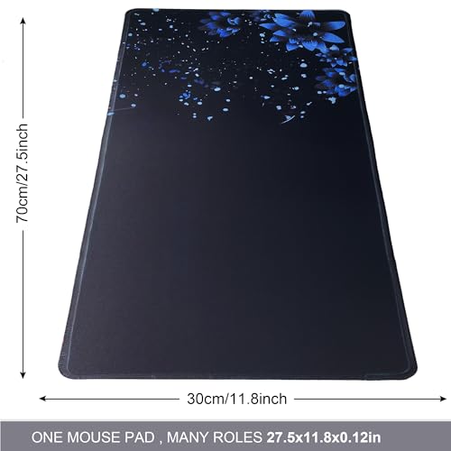 Large Gaming Mouse Pad-70x30 Blueflower | Non-Slip Rubber Base 27.5x11.8IN Computer Desk Mat for PC,Mac,Laptop-Stitched Edges and Smooth Surface for Office,Home,Work - color: 70x30 Blueflower