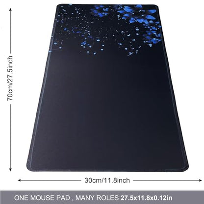 Large Gaming Mouse Pad-70x30 Blueflower | Non-Slip Rubber Base 27.5x11.8IN Computer Desk Mat for PC,Mac,Laptop-Stitched Edges and Smooth Surface for Office,Home,Work - color: 70x30 Blueflower