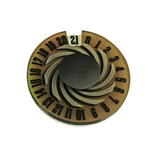 LITKO Life Counter Dial 0-21 | Compatible with MTG & D&D | Bronze (65) | Single 40mm round | Transparent, laser-engraved Spiral pattern | Tracks HP, health & resources | No assembly, ready to use - color: Transparent Bronze