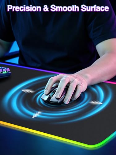 XXL RGB Gaming Mouse Pad with 15W Magnetic Wireless Charger | 31.5'' x 15.8'' Extra Large LED Desk Mat, 24 Light Effects, Non-Slip Rubber Base, Waterproof Easy Gliding Surface - color: RGB-Magnetic Right Charger-31.5"x15.8"