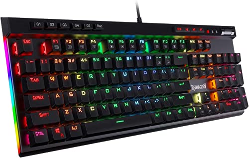 Redragon K580 VATA RGB LED Backlit Mechanical Gaming Keyboard with Macro Keys & Dedicated Media Controls, Hot-Swappable Socket, Onboard Macro Recording (Brown Switches) - color: Brown Switch, size: K580 Wired