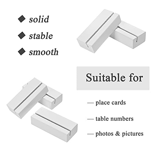WILLOWDALE 6Pcs 2.17 Inch Wedding Place Card Holder, Photo & Picture Stand | White Card Holder Wooden Stands for Display, Party Poster Paper Stand Wedding Table Number Holders for Home and Office Decor - size: 6pcs 2.17" White
