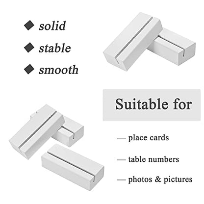 WILLOWDALE 12Pcs 2.17 Inch Wedding Place Card Holder, Photo & Picture Stand | White Card Holder Wooden Stands for Display, Party Poster Paper Stand Wedding Table Number Holders for Home and Office Decor - size: 12pcs 2.17" White