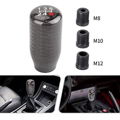 Carbon Fiber Shift Knob for Automatic and Manual Vehicles, Carbon Fiber Gear Shift Knob, 5 Speed Black - size: 5 Speed