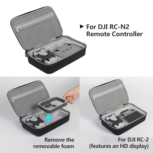 JSVER Carrying Case for DJI Mini 4 Pro EVA Hard Shell Protective Case for DJI Mini 4 Pro/Mini 3/Mini 3 Pro Travel Bag for Mini 4 Pro Fly More Combo Accessories Drone Case (DJI RC-2/RC-N2 Controller) - size: 300mm x 200mm x 85mm