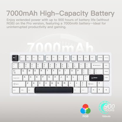 KEEBMONKEY WOBKEY Rainy 75 CNC Aluminum HMX/JWK/Cocoa Switches Triple-Mode Connectivity Mechanical Keyboard with Superior Acoustics, RGB/FR4/Silver SUS304/7000mAh/Cocoa Switch (Pro - Luna) - style: Pro - Luna