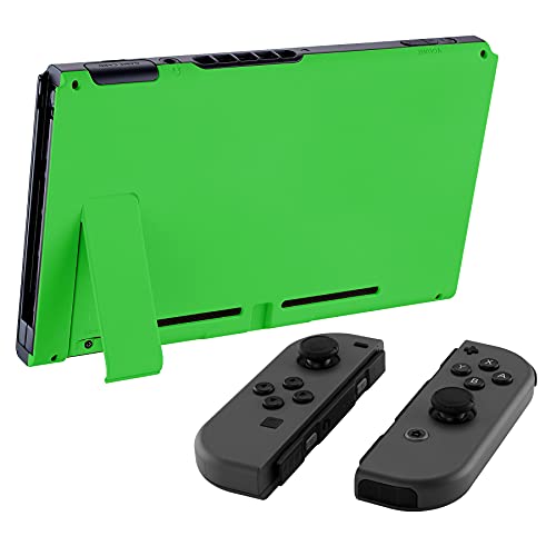 eXtremeRate Soft Touch Grip Green Console Back Plate DIY Replacement Housing Shell Case for Nintendo Switch Console with Kickstand – JoyCon Shell NOT Included - color: Green