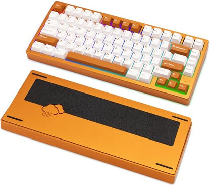 KEEBMONKEY WOBKEY Rainy 75 Aluminum HMX/JWK Switches Mechanical Keyboard with Superior Acoustics, Wired, BT, 2.4G Wireless Connectivity (Pro Orange(Stainless Steel Weight)) - style: Pro Orange(Stainless Steel Weight)