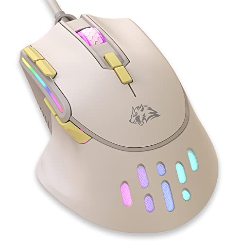 MAGIC-REFINER M2 Wired Gaming Mouse with 6 Types RGB Backlit High Precision Adjustable 12800DPI,PC Gaming Macro Programming Mouse Conform Right Hand Engineering USB Plug Play for Laptop Mac（Milkshake） - color: cheese
