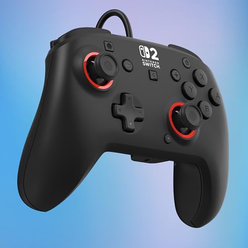Turtle Beach Rematch Wired Gaming Controller, Nintendo Switch 2, Lite, OLED | Hall-Effect Thumbsticks, 2 Mappable Buttons, Audio Jack, C-Button for Game Chat, Licensed for Nintendo Switch 2, Black & Red - color: Black