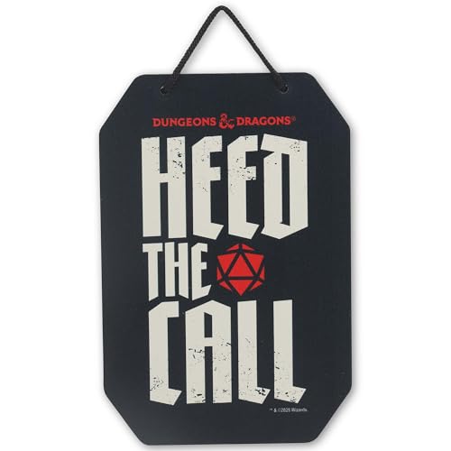 Hasbro Dungeons and Dragons Heed the Call Hanging Metal Wall Decor | Fun D&D Sign for Bedroom or Game Room - color: Black/White