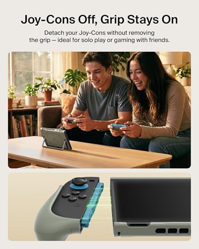 Belkin Nintendo Switch 2 Grip Case, Ergonomic, Dockable, Quick-Release Grip | Ergonomic Non-slip Protective Joy-Con Grip with Easy Joy-Con Removal, Dockable Quick-release Design, Built-in Kickstand - color: Olive, style: Grip