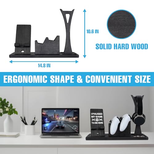 Gaming Accessories Organizer with Headphone Holder, Rotatable Phone Stand & Controller Stand - Unique Gamer Gifts Controllers Holders Gaming Equipment, Gifts for Gamers Controller Holder - size: Standard