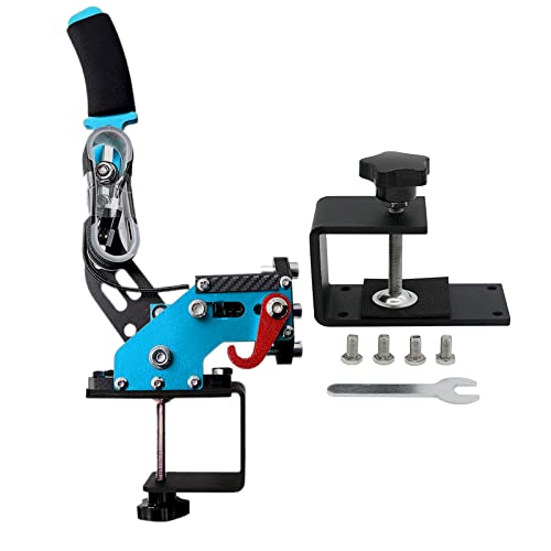 Obokidly Upgrade 2-in-1 USB Handbrake Support G29 Compatible with PS4 + PC for Simracing Game Sim Rig with Clamp (Blue) - color: Blue
