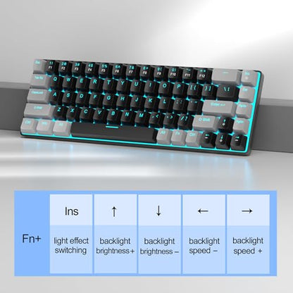 MageGee Portable 60% Mechanical Gaming Keyboard, MK-Box LED Backlit Compact 68 Keys Mini Wired Office Keyboard with Red Switch for Windows Laptop PC Mac - Black/Grey - color: Black/Red Switch