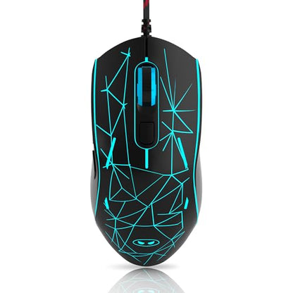 MageGee G6 Wired Gaming Mouse, Ergonomic USB Optical Mouse with 7 Colors Breathing LED Backlit, 6 Adjustable Speed Levels from 600 to 3200 for Laptop PC Computer Games & Work, Black - color: black