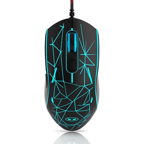 MageGee G6 Wired Gaming Mouse, Ergonomic USB Optical Mouse with 7 Colors Breathing LED Backlit, 6 Adjustable Speed Levels from 600 to 3200 for Laptop PC Computer Games & Work, Black - color: black