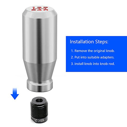 Silver 5 Speed Weighted Manual Automatic Gear Shifter Shift Knobs Lever with 4 Metal Adapters Fit Compatible with Manual Cars Most Automatic Cars - color: AAW-Y-04-02