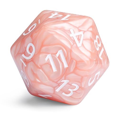 20 Sided DND Dice,D20 Giant Polyhedral Dice,55mm Titan Large Pearl Color D20 Dice,20 Sided Cube D&D Dice Set for Dungeons and Dragons, RPG, MTG Table Games(Beige Pearl) - color: D-20 Beige