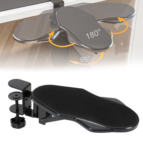 Computer Arm Rest for Desk, 180° Swivel and 90° Foldable, Black | Desk Extender Tray, Clamp On Desk Arm Rest, Ergonomic Elbow Arm Support Desk, Easy To Install, Home & Office - color: B-black, size: Medium (1 Count)