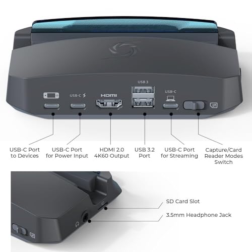 AVerMedia Steam Deck Dock with HDMI 4K@60Hz, USB C Charging, Screen Mirroring, Video Capture for Switch, Steam Deck, ROG Ally, Legion Go, MSI Claw, iPhone, iPad - X'TRA GO GC515 - color: X'TRA GO - GC515 Black