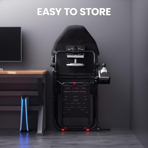 RACGTING Foldable Sim Racing Cockpit for Logitech Thrustmaster MOZA | 90% pre-assembled, Quick assembly, Space-saving Storage, Sturdy Steel frame, For apartments & living rooms