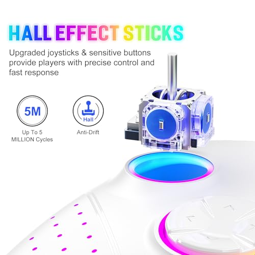 Nonbliep LED Wireless for Xbox Controller, Compatible with Xbox Series X|S, Xbox One, Windows 10/11, Gaming Controller with Turbo, Macro, 3.5mm Audio Jack, Dual Vibration White - color: White