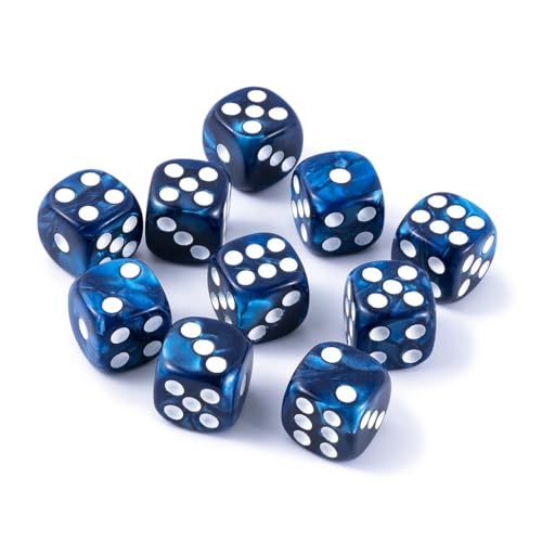10 Pieces Polyhedral D6 Dice Set, 6 Sided Dice 16mm for RPG MTG DND Table Games (Blue) - color: Blue