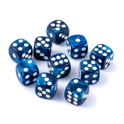 10 Pieces Polyhedral D6 Dice Set, 6 Sided Dice 16mm for RPG MTG DND Table Games (Blue) - color: Blue