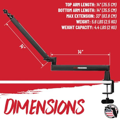 Gator Frameworks Low-Profile Series Premium Broadcast, Podcast, and Streaming Boom Arm, Fully Adjustable (GFWMICBCBM2500) - style: 2500 Series