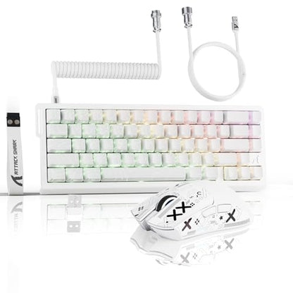 ATTACK SHARK X11 & X68 PRO HE Wireless Gaming Combo,Rapid Trigger Hall Effect Magnetic Switch 8K Keyboard,Ultra-Light 22K DPI PAW3311 Optical Sensor Mouse,RGB Backlit Tri-Mode with Coiled Cable-White - color: White