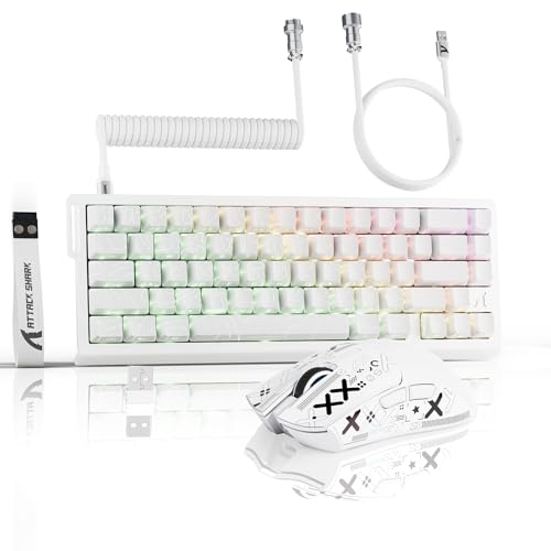 ATTACK SHARK X11 & X68 PRO HE Wireless Gaming Combo,Rapid Trigger Hall Effect Magnetic Switch 8K Keyboard,Ultra-Light 22K DPI PAW3311 Optical Sensor Mouse,RGB Backlit Tri-Mode with Coiled Cable-White - color: White