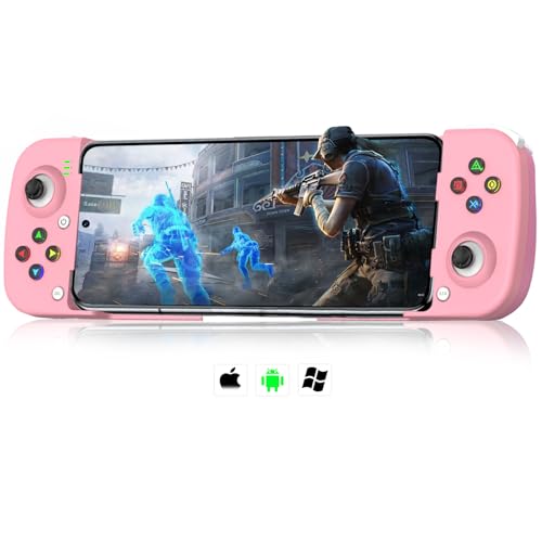 arVin Mobile Game Controller for Samsung Galaxy S23/S22/S21 Ultra, TCL, Tablet, Android Wireless Gamepad for iPhone 15/14/13/12, iOS, iPad, MacBook, PC Gaming Joystick with Back Button, Direct Play - color: Pink
