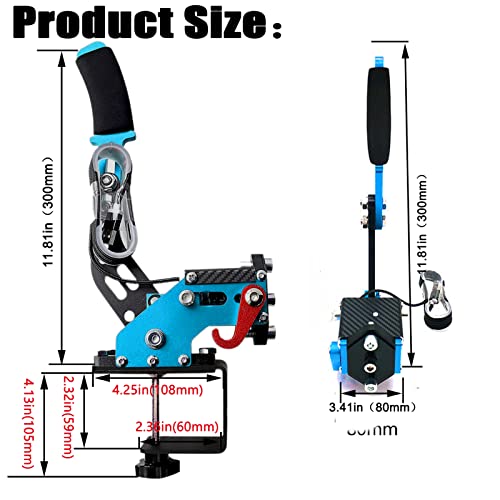 Obokidly Upgrade 2-in-1 USB Handbrake Support G29 Compatible with PS4 + PC for Simracing Game Sim Rig with Clamp (Blue) - color: Blue