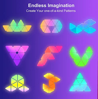Triangle LED Lights for Gaming Setup, RGB Triangle Wall Lights for Bedroom, Smart Home Light Panels Works with Alexa Google Assistant,APP/Voice/Remote Controlled,Music Sync Gaming Room Decor,12 Pack