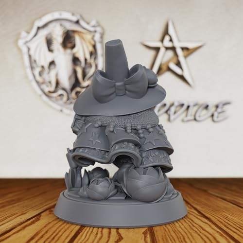 AUSPDICE DND Miniature, 32mm Frog Wizardess for Fantasy RPGs, S15 | 1:50 Scale Fantasy Mage with Witch Hat, Book and Potions for Dungeons and Dragons, TTRPGs, Board Games, Wargaming and Display